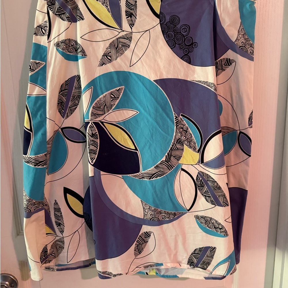 Valerie Stevens Blue and Cream A-Line Skirt - Picture 2 of 3